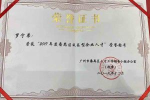 华体会（中国）一站式服务平台集团罗宁弟董事长荣获“2019年度番禺区成长型企业人才”